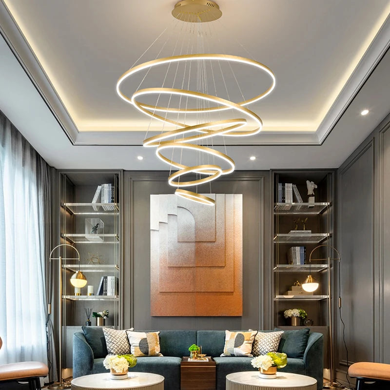 Modern Golden LED Ring Pendant Light