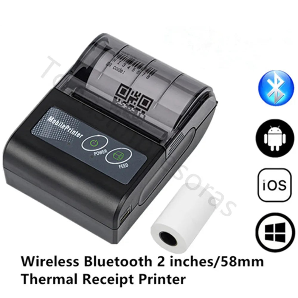 Mini Portable Thermal Printer Wireless Receipt Printer 58mm Ink-free USB BT ESC/POS Windows Android PC Factura Impresora Termica