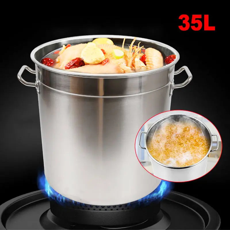 35L Saucepan Soup Pot With Lid Stainless Steel Universal Goulash Kettle Camping Cooking Pot