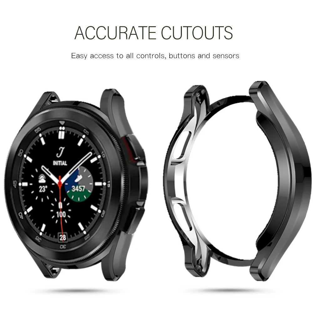 Case for Samsung Galaxy watch 4/5 44mm 40mm 46mm 42mm accessories Plated TPU Bumper cover Screen protector Galaxy watch4 classic