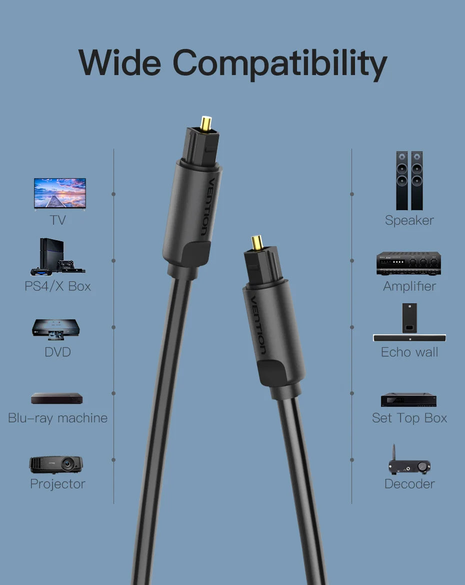 Vention Digital Audio Fibre Optic Cable /  Toslink SPDIF Coaxial Cable