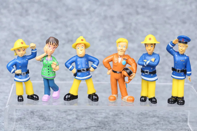 12Pcs/set Fireman Sam Cartoon Anime Fire Fighting Figure Model PVC Doll Toys Boy Girl Toy For Kids Birthday Xmas Gift