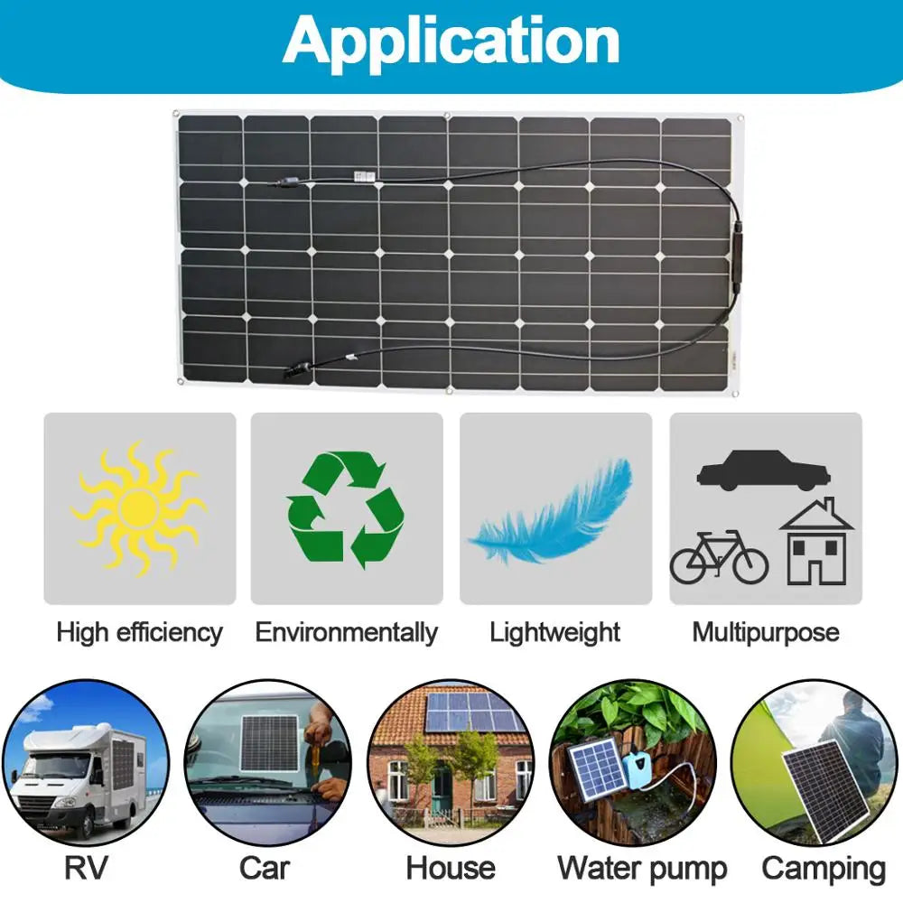 100W Monocrystalline Flexible Solar Panel Charger