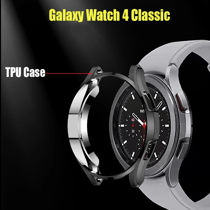 Case for Samsung Galaxy watch 4/5 44mm 40mm 46mm 42mm accessories Plated TPU Bumper cover Screen protector Galaxy watch4 classic