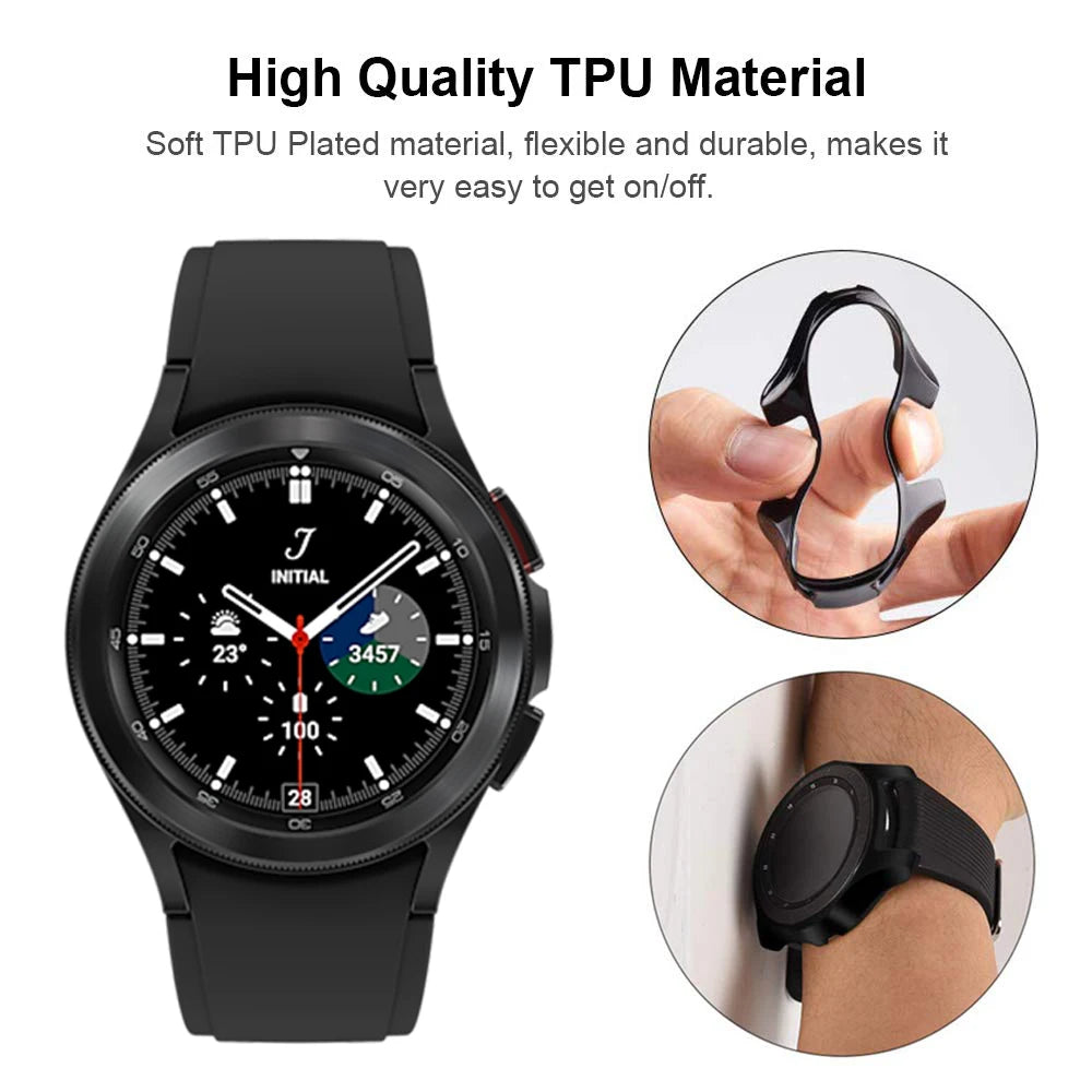 Case for Samsung Galaxy watch 4/5 44mm 40mm 46mm 42mm accessories Plated TPU Bumper cover Screen protector Galaxy watch4 classic