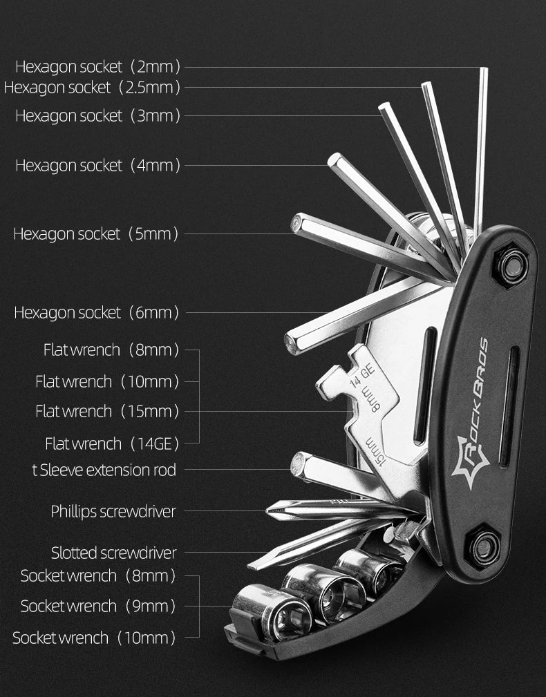 ROCKBROS 16 in 1 Multifunction Bicycle Repair Tools Kit Hex Spoke Cycling Screwdriver Tool MTB Mountain Cycling Bike Repair Tool