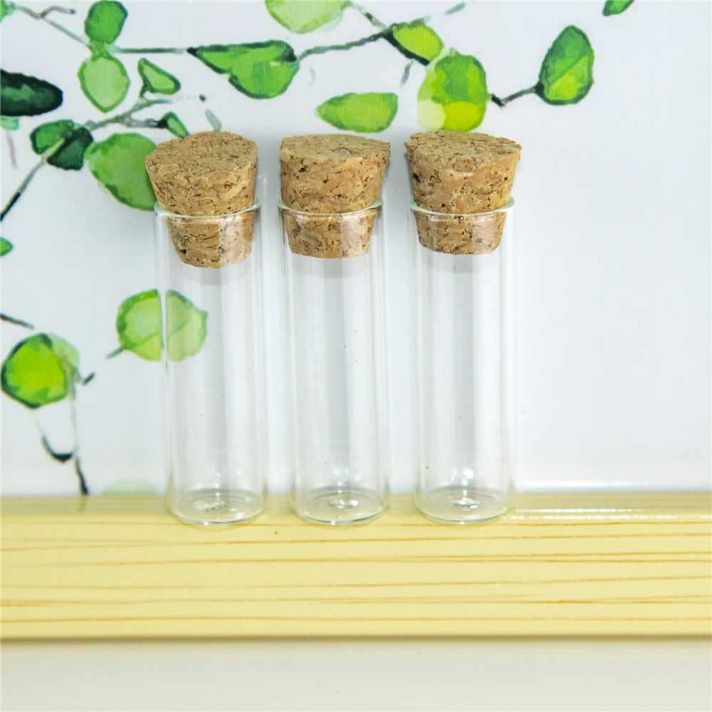 Mini Glass Test Tube Vials: 2.5ml, Cork Stopper, 100pcs