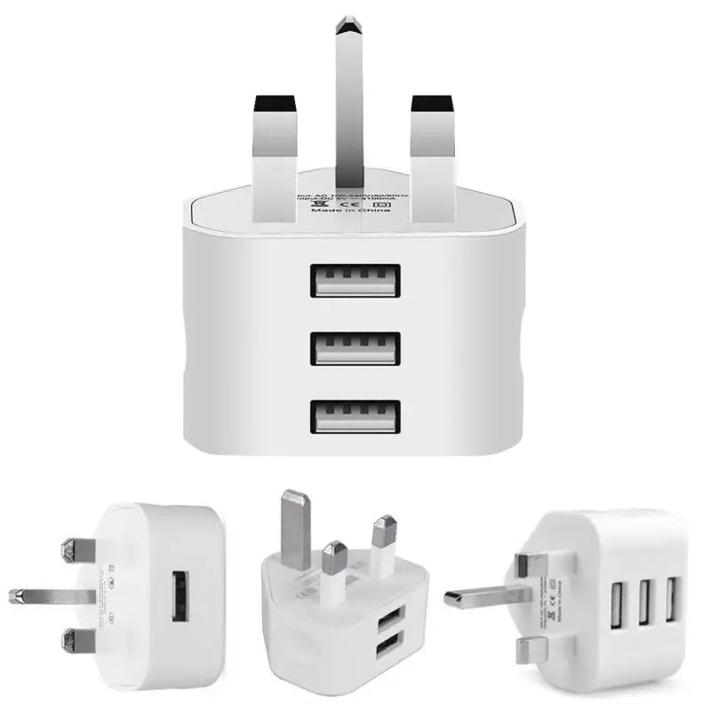 Universal UK Plug 3 Pin Wall Charger Adapter With 1/2/3 USB Ports Charging For Iphone 11 Samsung Huawei Charging Charger