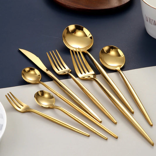 Gold Cutlery Set - Forks, Knives, Spoons