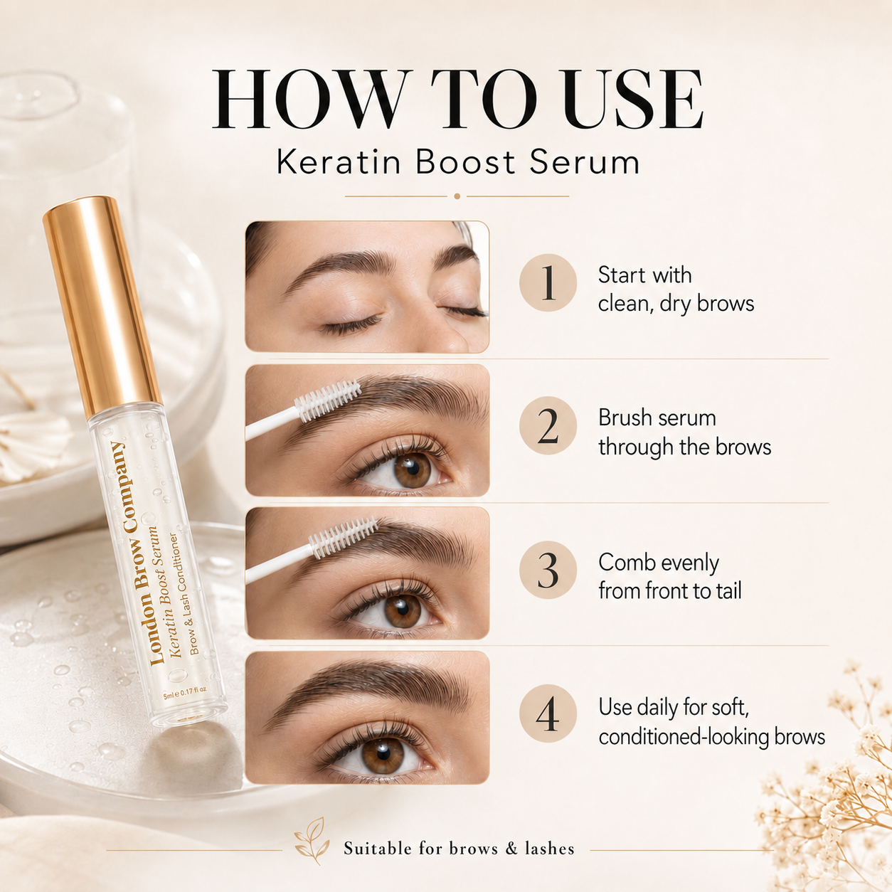 Keratin Brow & Lash Boost Serum – Daily Nourishment for Laminated Brows & Lifted Lashes