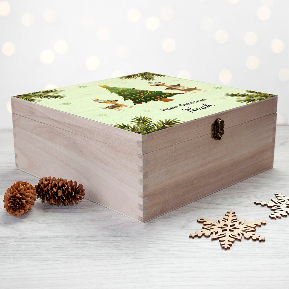 Personalised Playing Reindeers Christmas Eve Box