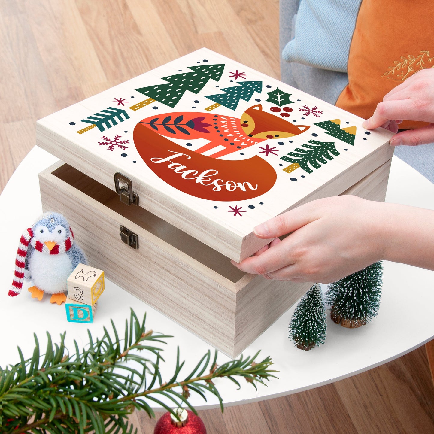 Personalised Scandi Fox Christmas Eve Box