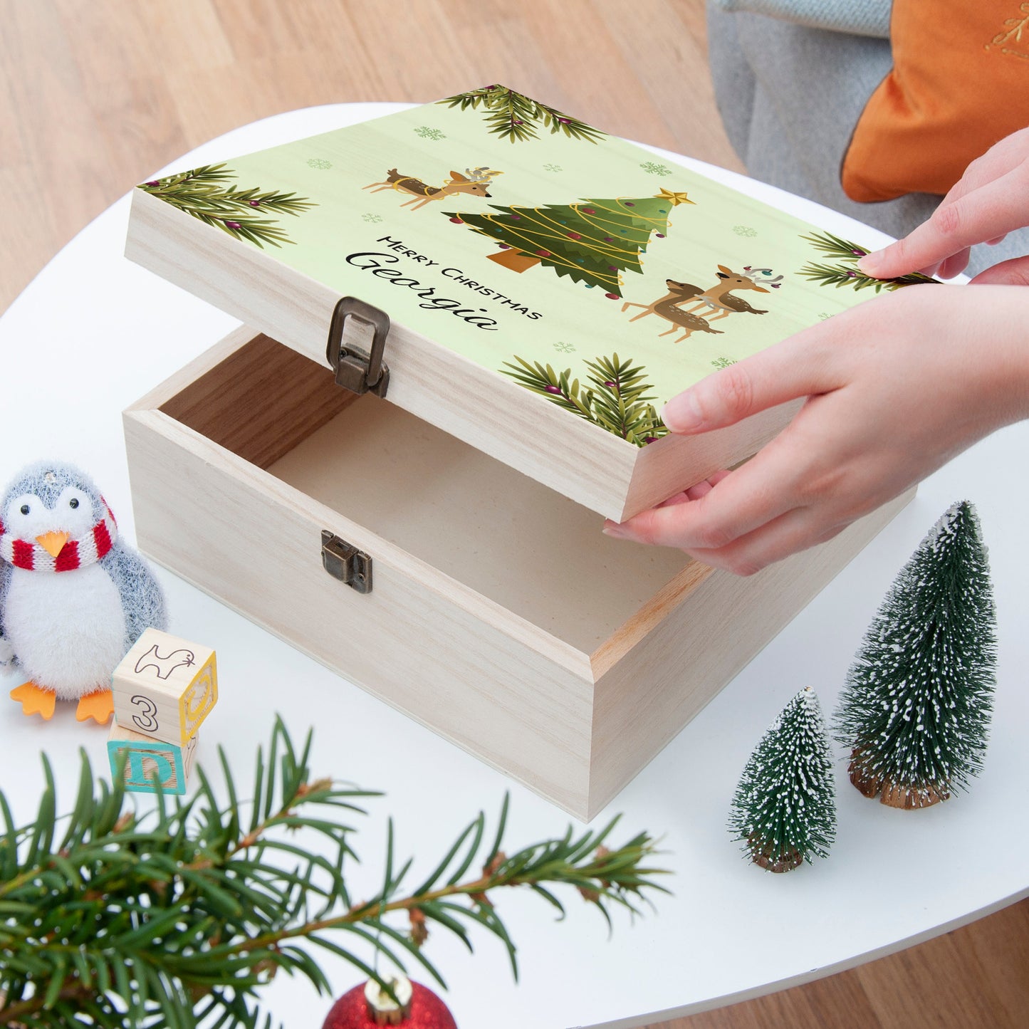 Personalised Playing Reindeers Christmas Eve Box