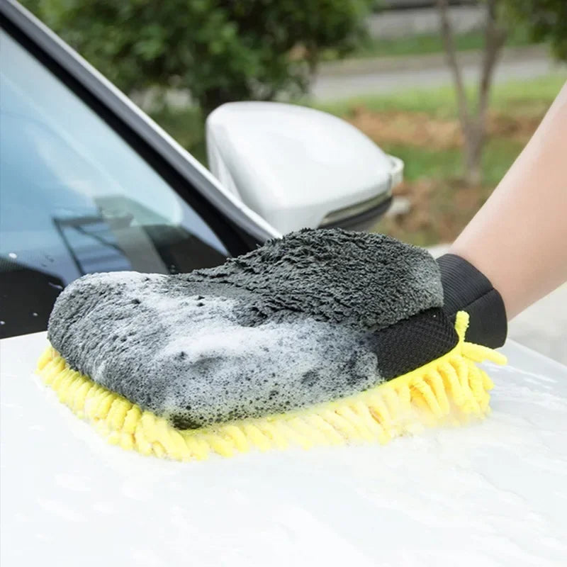 Microfiber Car Wash Gloves Chenille Waterproof Mitt Soft Mesh Back Double-faced Glove Mitt Wax Detailing Brush Car Cleaning Tool