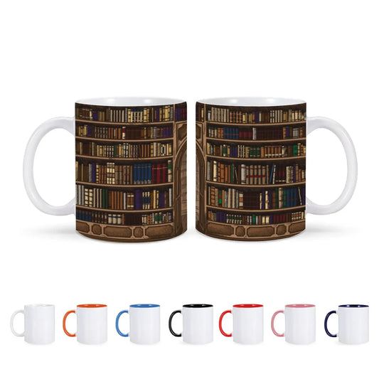 Library Bookshelf Coffee Mug for Book Lovers