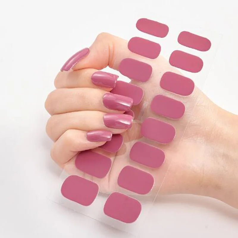 Nail Sticker New Solid Color Adhesive Nail Wraps DIY Nail Polish Film Patch Manicures Transfer Decals Decors Pegatinas Ara Uñas