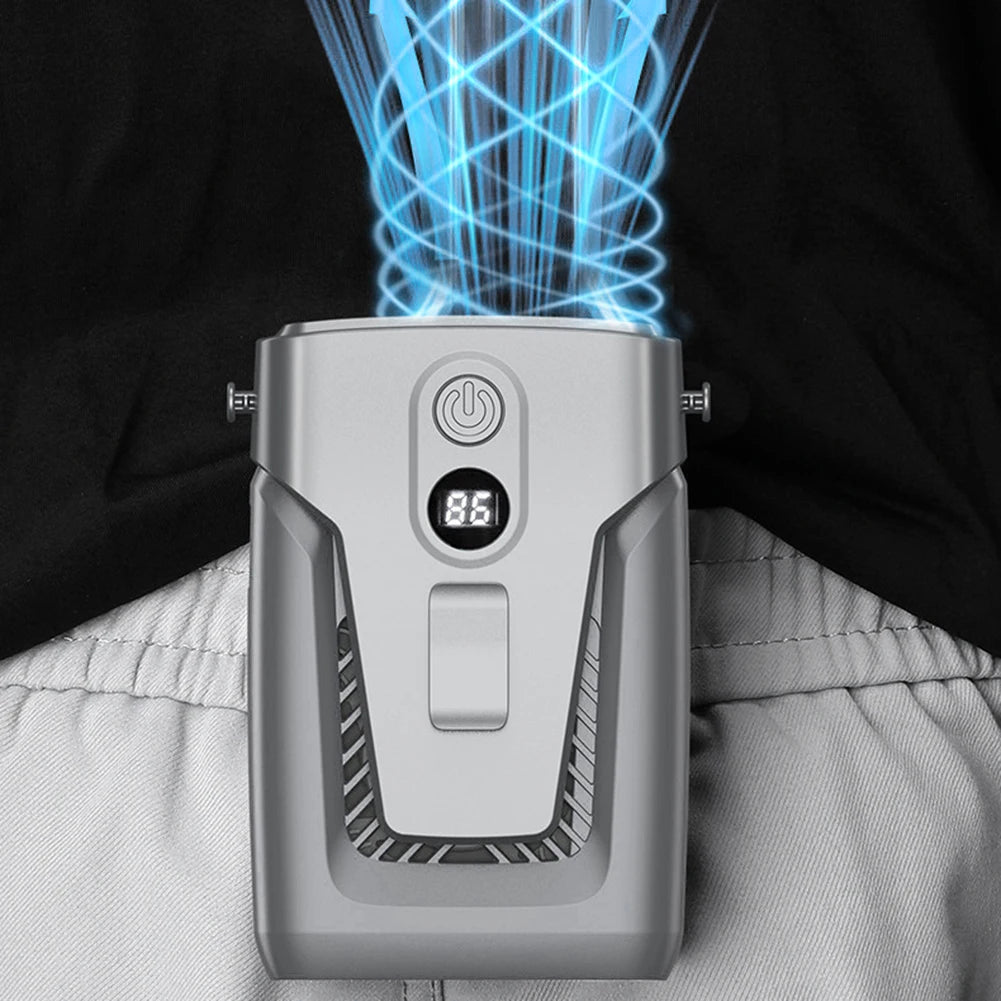 12000mAh Portable Waist Fan USB Rechargeable Air Conditioner Bladeless Mute Hanging Neck Fan for Outdoor Sports