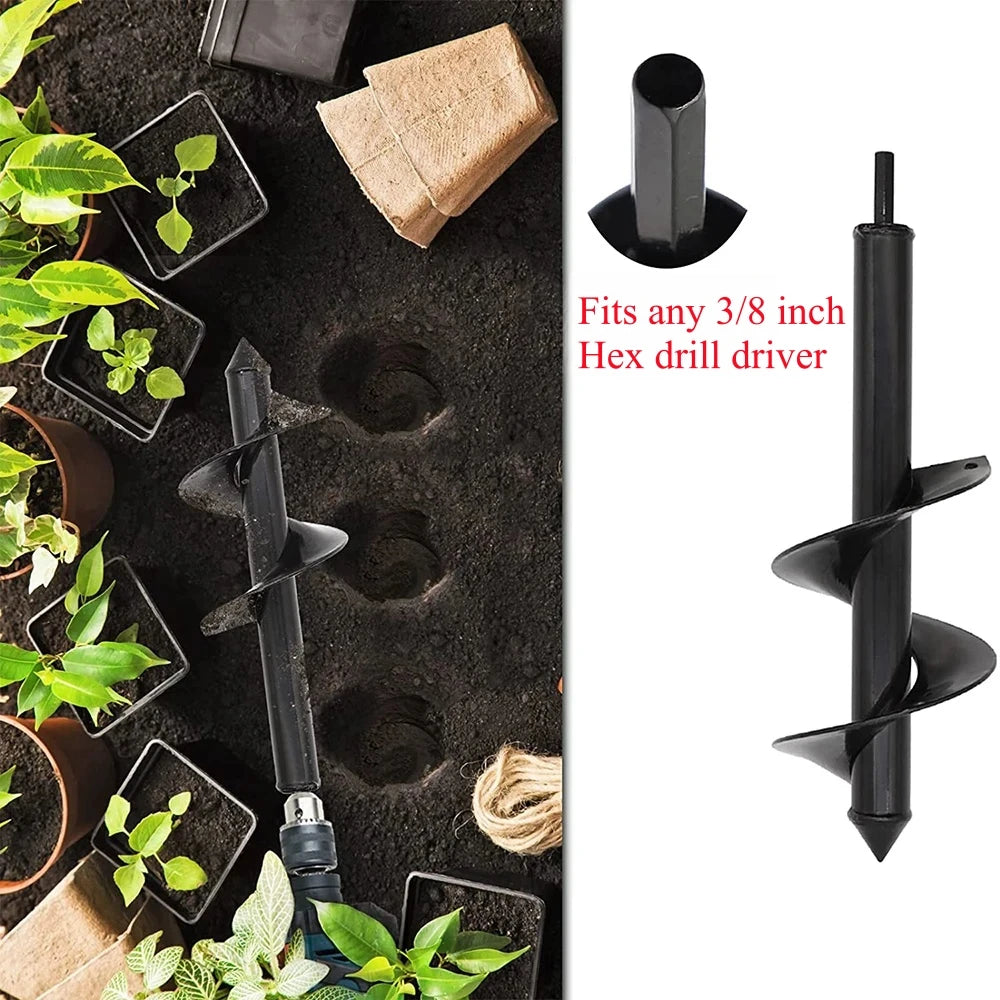 Carbon Steel Garden Auger Drill Bit Set -  Versatile Planting Tool