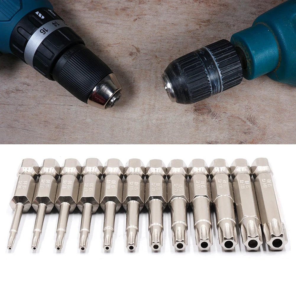 12pcs Hard Electroplated Hexagonal Tamper Proof Head Set