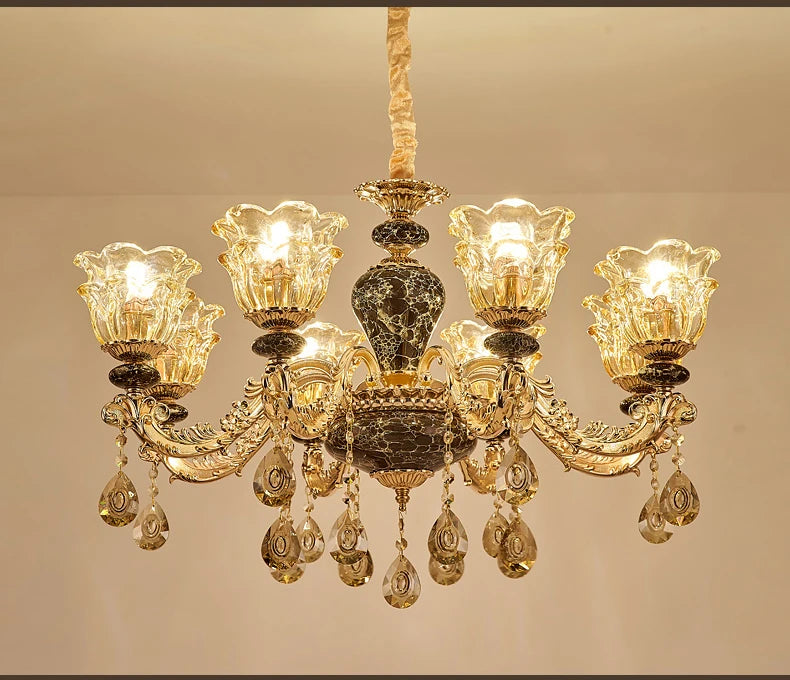 Crystal Chandelier & Ceramic Lamps