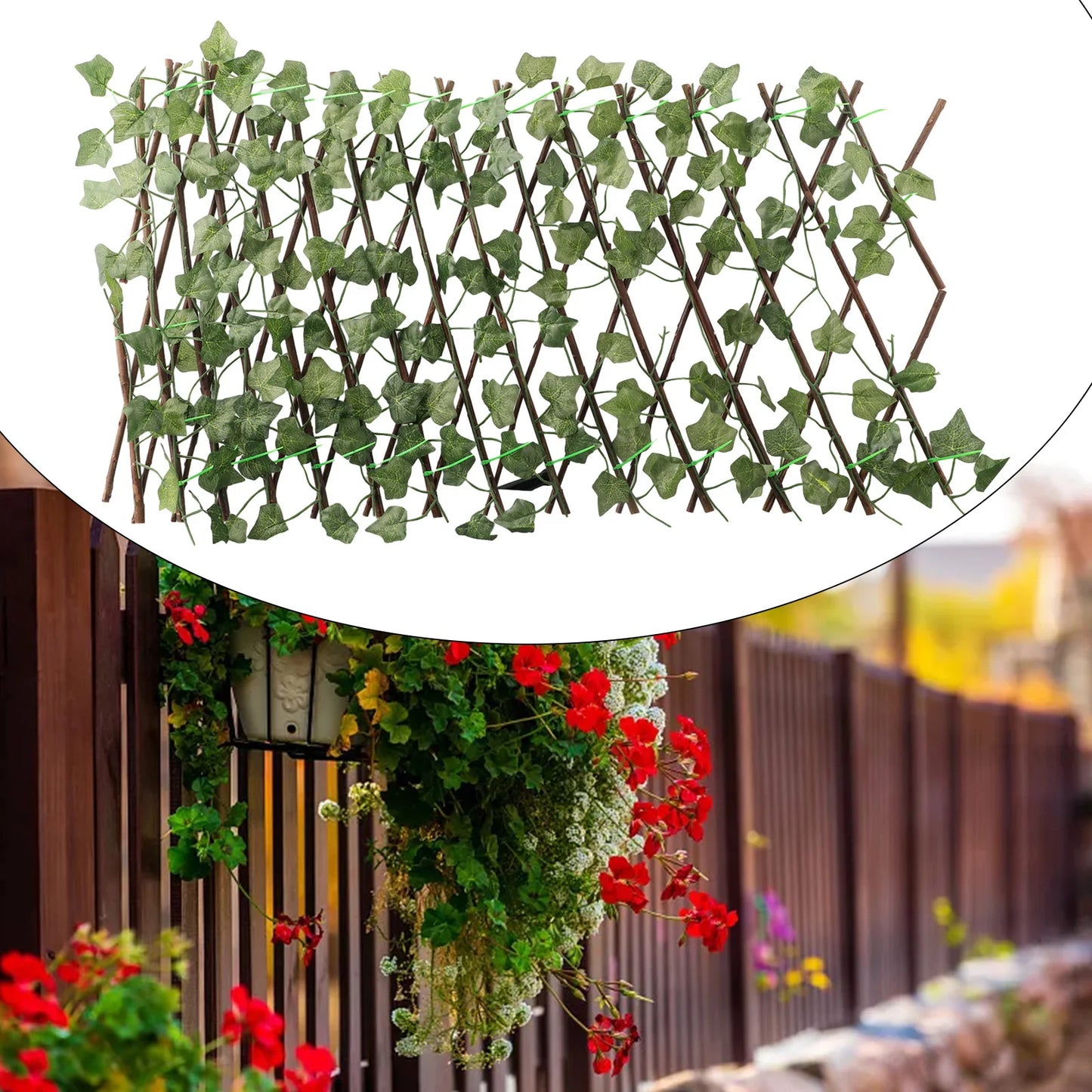 Artificial Ivy Leaves Garden Screening Expanding Trellis Fence