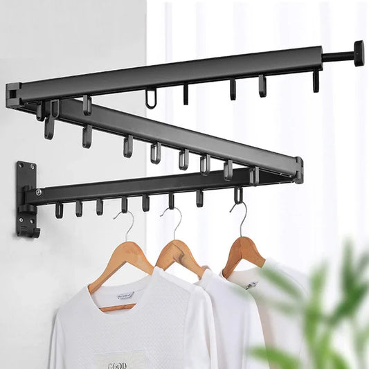 Retractable Cloth Drying Rack Folding Clothes Hanger Wall Mount  Indoor & Outdoor Space Saving Aluminum Home Laundry Clothesline