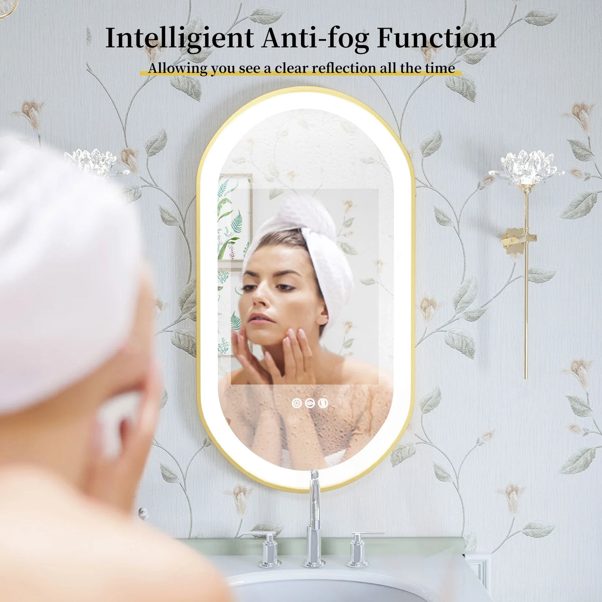 Large LED Oval Bathroom Stepless Dimmable Lighted Vanity Mirror