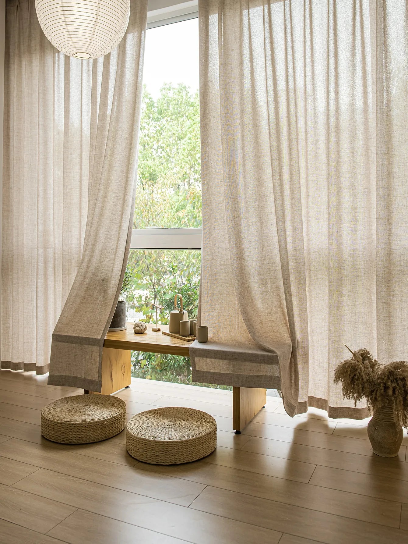 Japanese cotton and linen texture imitation linen semi shading window screen