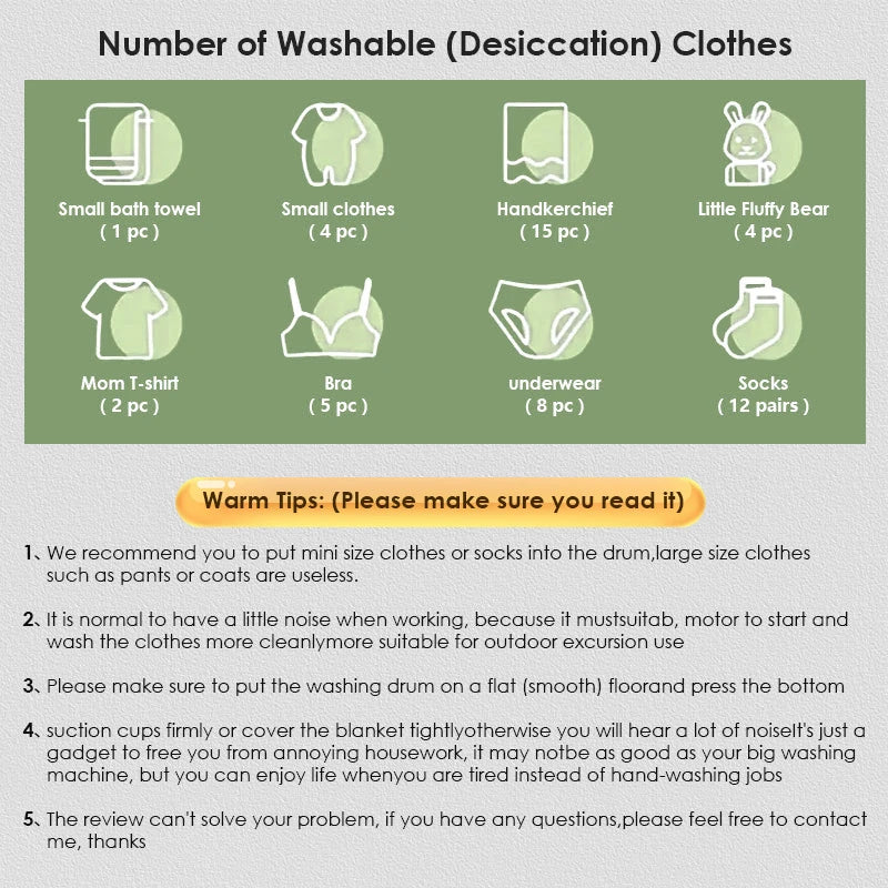 6L 11L Portable Washing Machine Folding Large Capacity Clothes Spin Dryer Bucket Travel Underwear Socks Ultrasonic Mini Washer