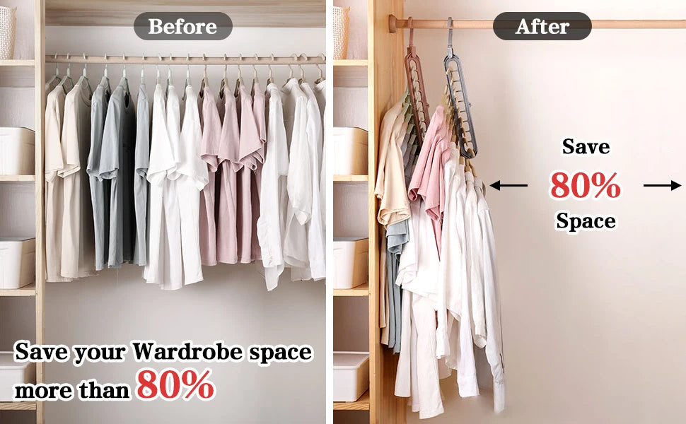 9 Hole Clothes Hanger Space Saving Clothes Hanger Magic Clothes Hanger Multifunctional Drying Rack Wardrobe Storage Organizer