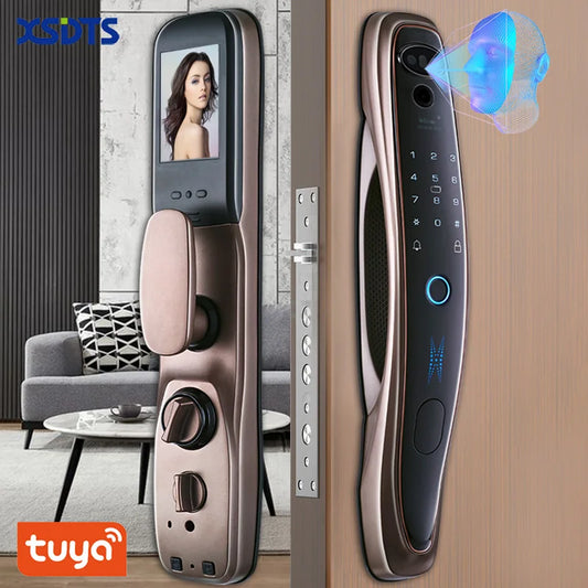 Tuya Smart 3D Face Door Lock Security Face with Camera Monitor - Intelligent Fingerprint Password Biometric Electronic Key Unlock