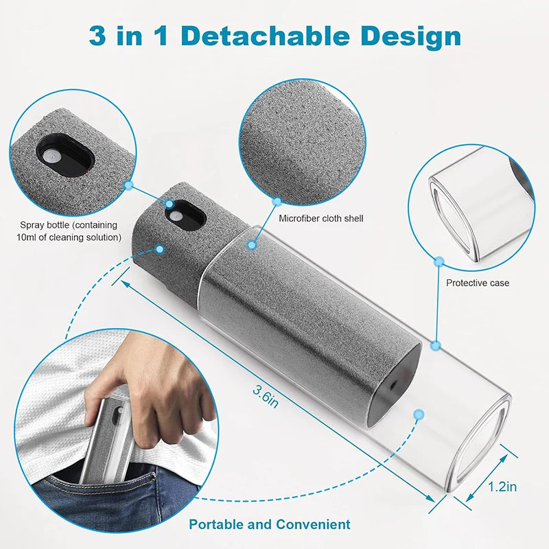 Mini Screen Cleaner Spray Smartphones Soft Microfiber Polishing Cloth Phone PC Cleaner Set Cleaning Brush for Apple IPad IPhone