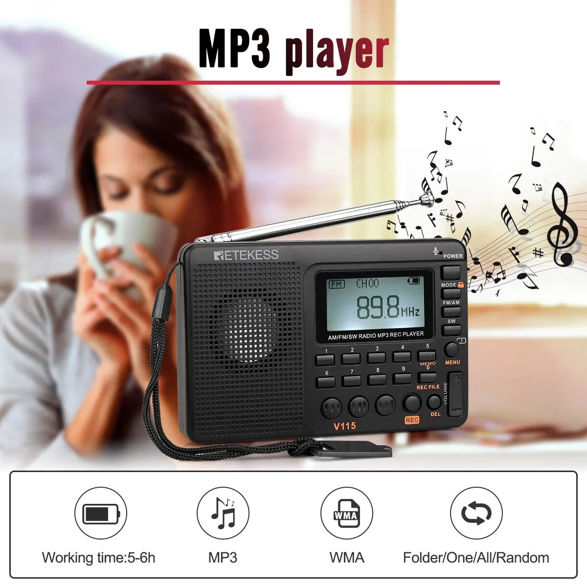 Portable Rechargeable V115 Radio