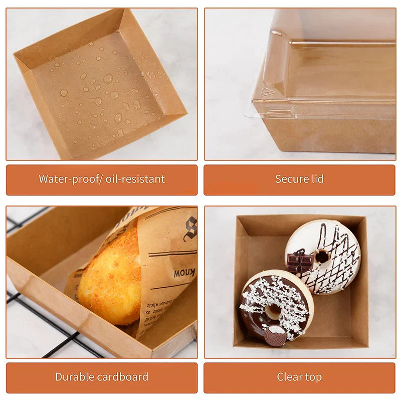 Kraft Paper Cake Dessert Donut Boxes (5/10pcs)