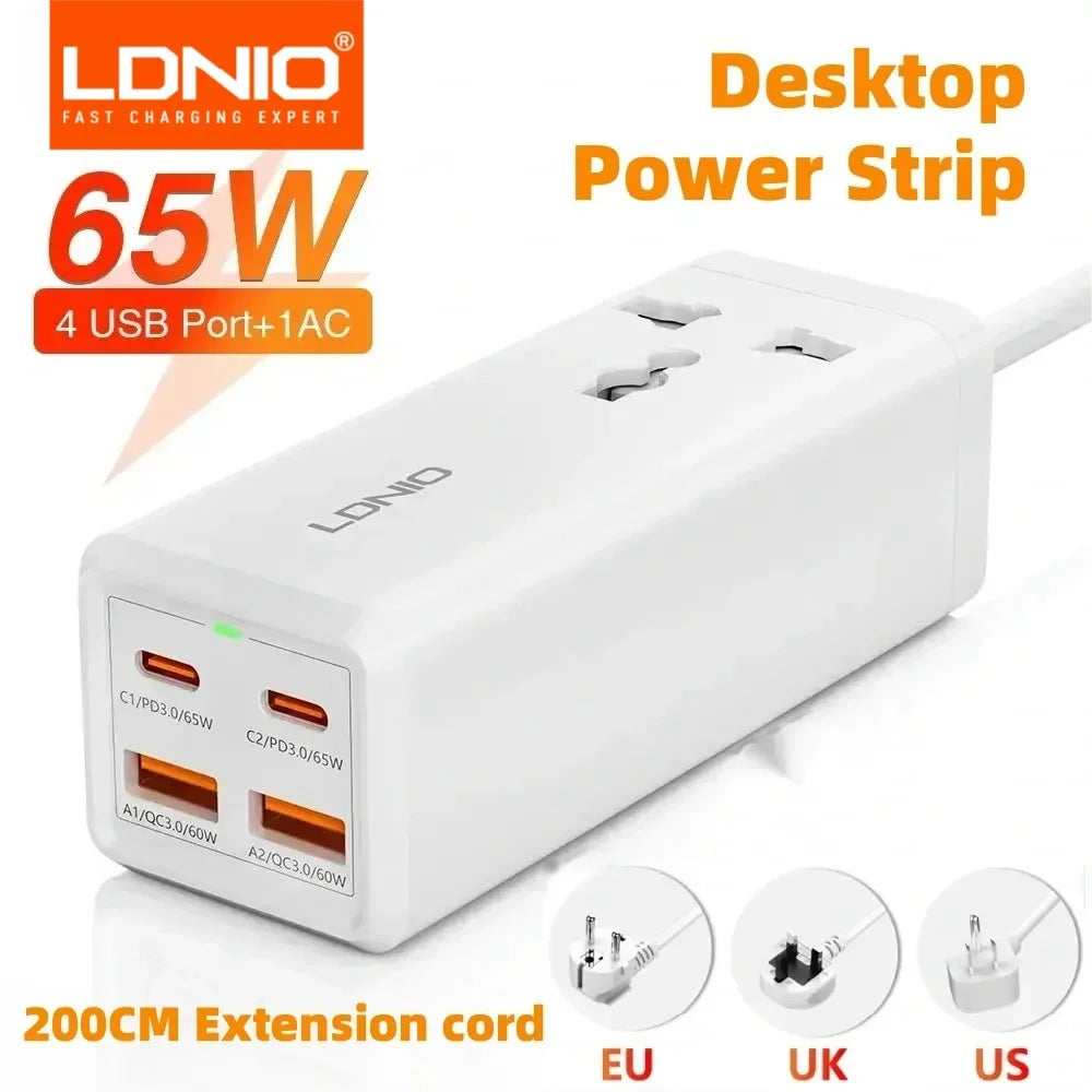 LDNIO 2500W Power Strip - Fast USB Charger with Extension Lead