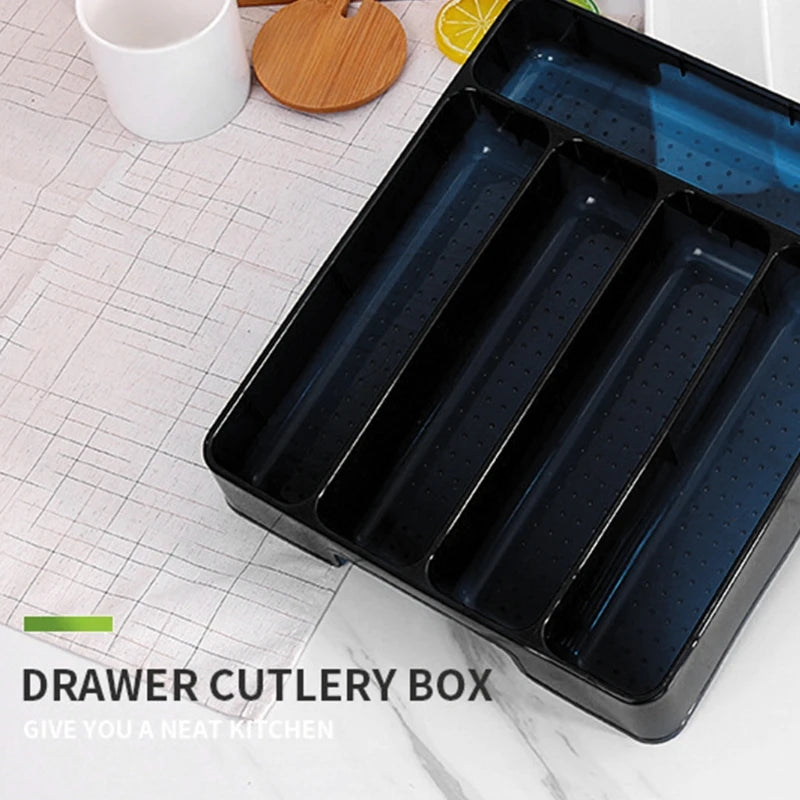 Kitchen Tools Drawer Organizer Tray Spoon Forks Cutlery Container Box