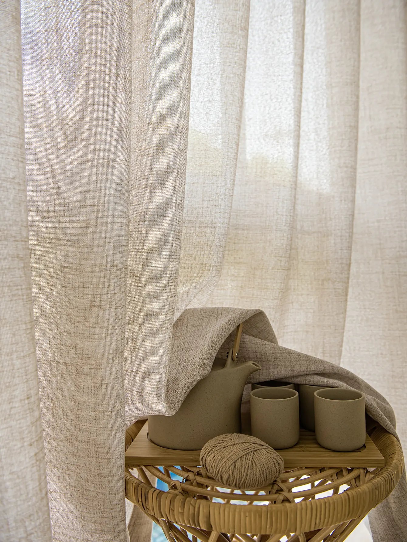 Japanese cotton and linen texture imitation linen semi shading window screen