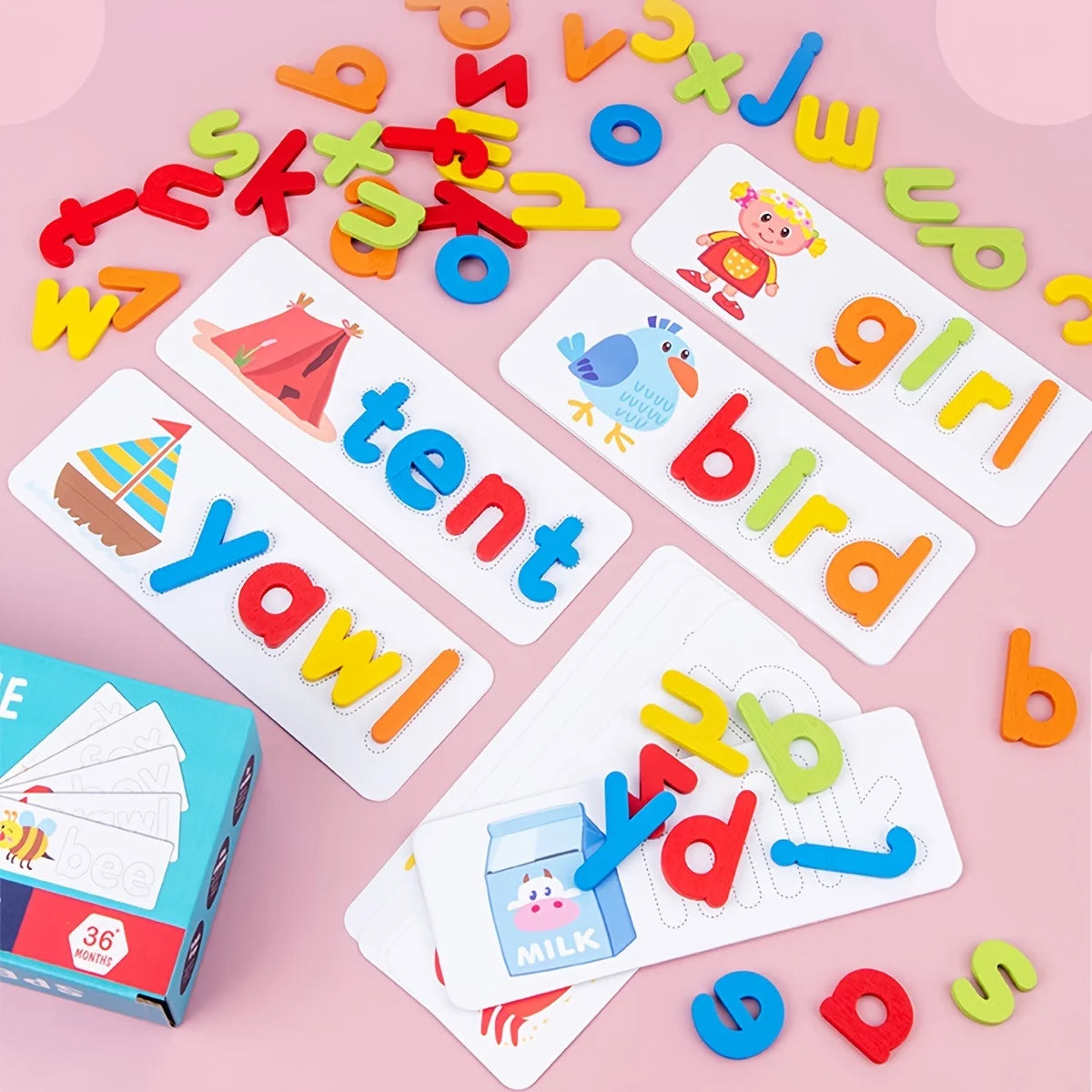 Kids Wooden Puzzle Cartoon Animal See & Spell Learning Toys Alphabet Sight Words & Matching Letter Games gift for kids toy
