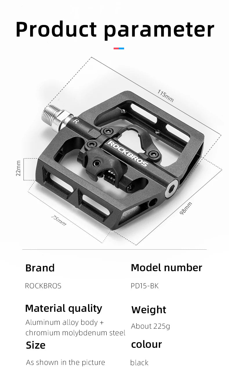 ROCKBROS Non-Slip Bicycle Pedals | Aluminum Alloy Flat Platform