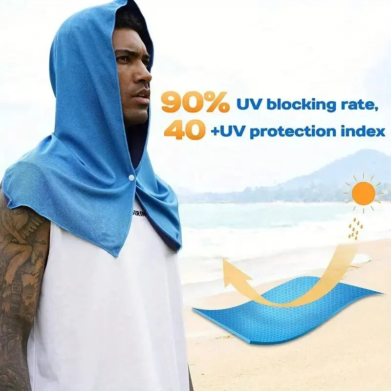 U Cooling Hoodie Towel Beach Camping Gym Building Sun Protection Quick Drying Sports Cooling Towel Headband