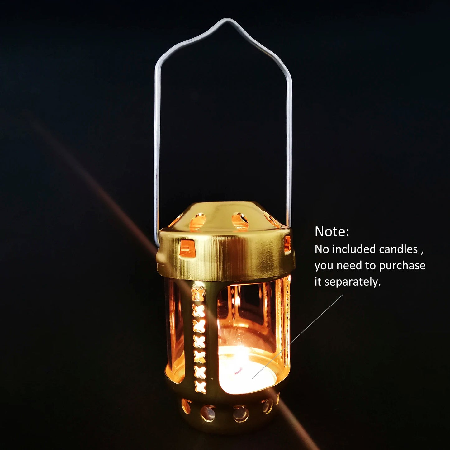 Candle Lantern Mini Bright Aluminium Alloy Brass Night Fishing Hanging Candle Lamp Outdoor Camping Angling Candle Lamp