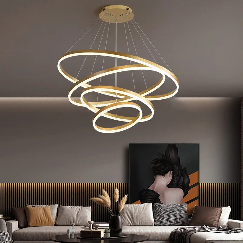 Nordic LED Chandeliers Aluminum Ring Modern Pendent Lights