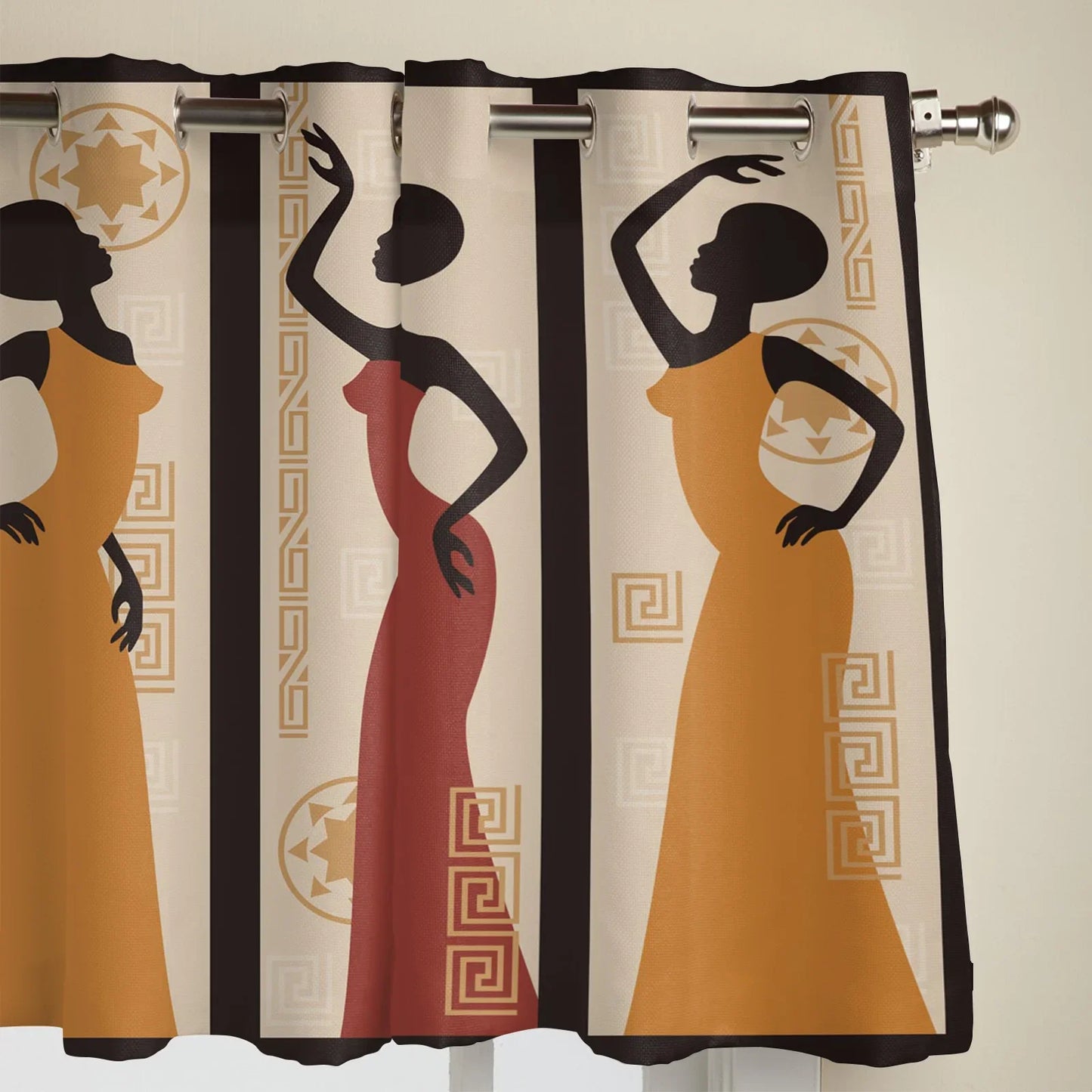 African Women Art Dancing Window Curtains