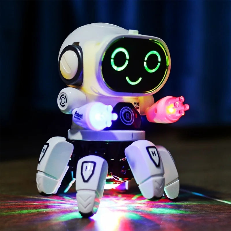 Cute 6-Claw LED Light Musical Dancing Robot: An Educational and Interactive Toy for Kids - Perfect Gift for Boys!