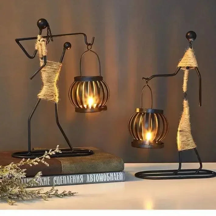 Rustic Human Figurine Candle Holders - Table Centerpiece Charm