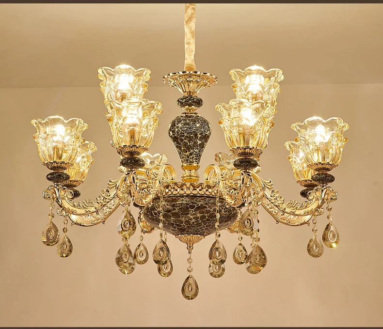 Crystal Chandelier & Ceramic Lamps