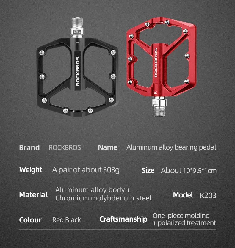 ROCKBROS MTB Cycling Ultralight Pedal Bike Bicycle Sealed DU Bearing Pedals Aluminum Alloy CRMO Non-slip Cleat Bike Part Pedals