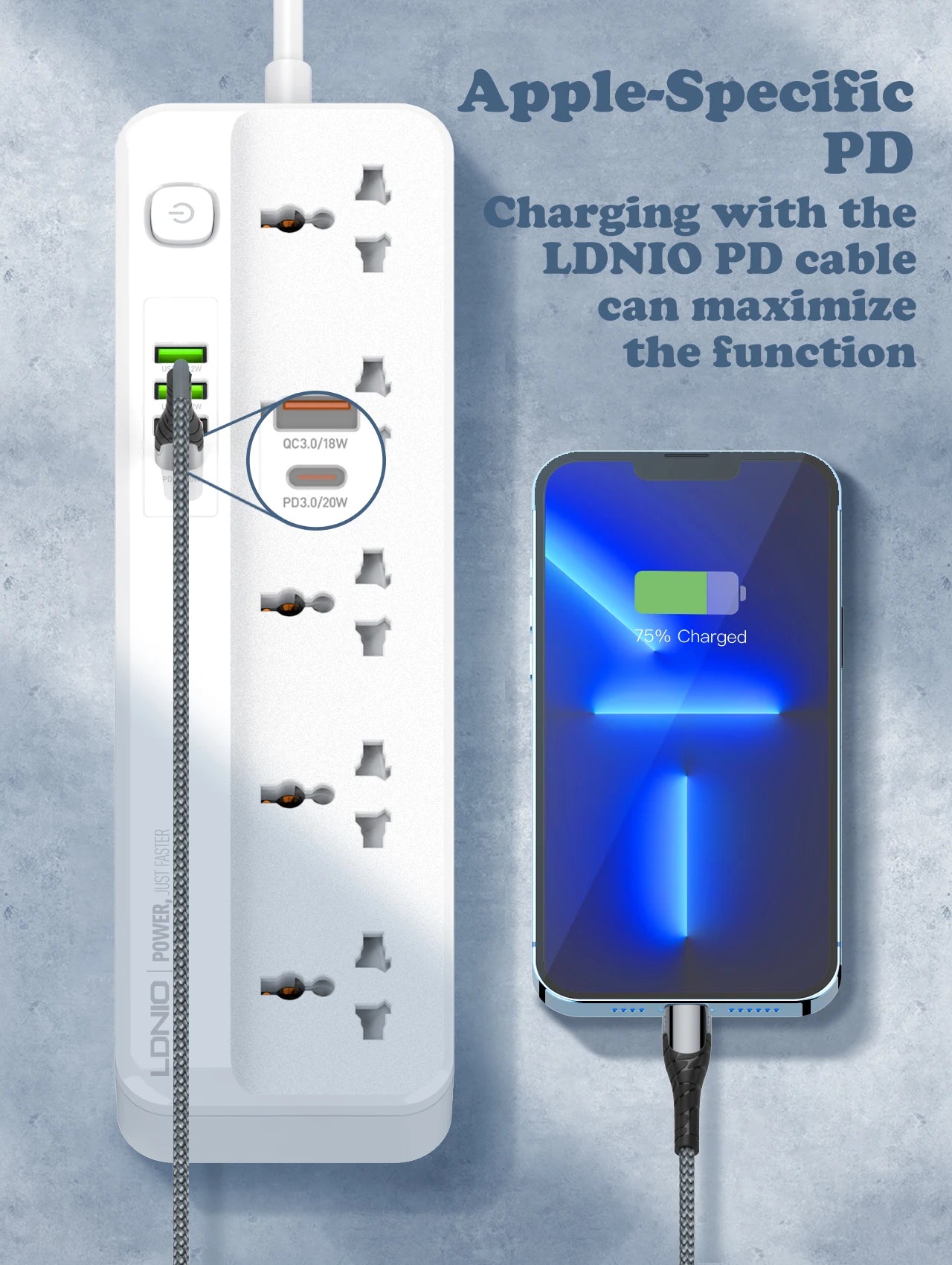 LDNIO 5-Outlet Power Strip with USB Ports