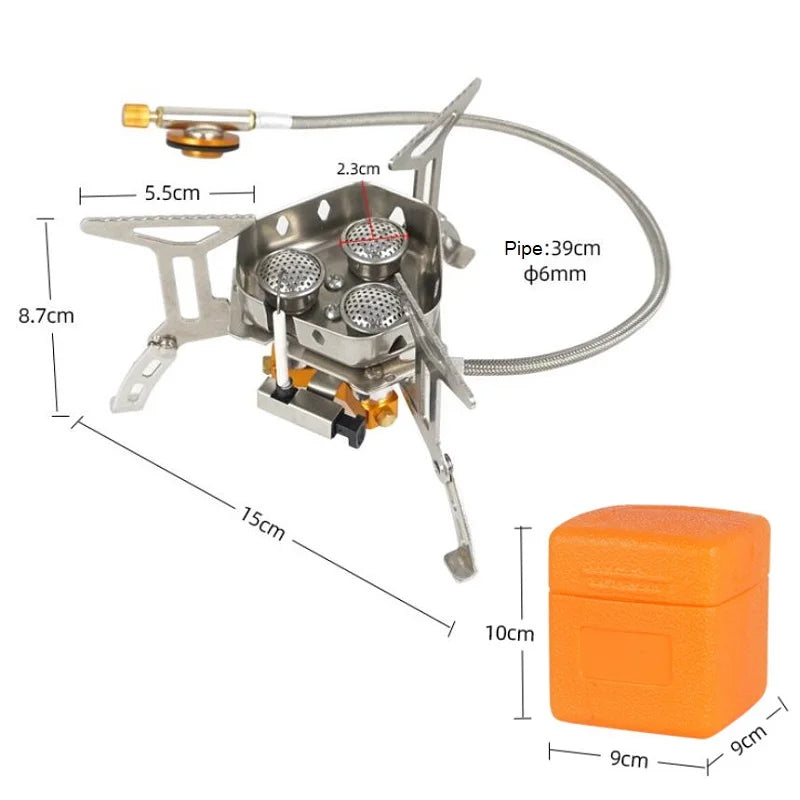 CLS Outdoor portable windproof and foldable three head stove cooking solution for camping and picnics