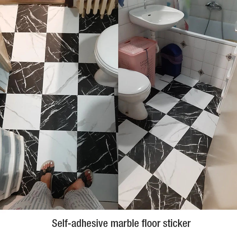 Thick Marble Tile Floor Sticker - Waterproof Self-Adhesive